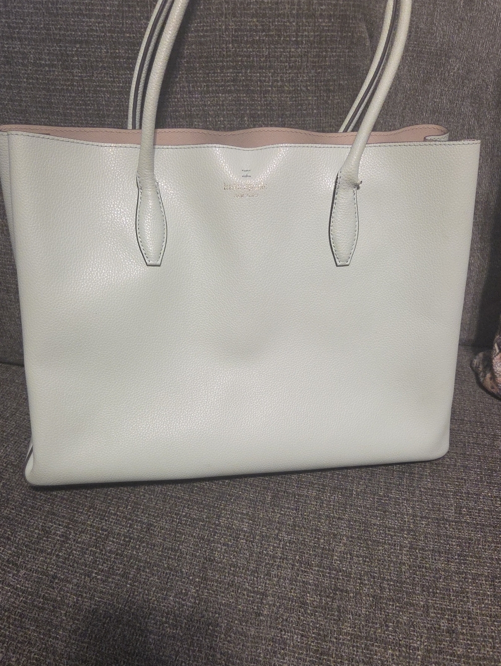kate spade All Day Light Blue Tote with Pink Trim